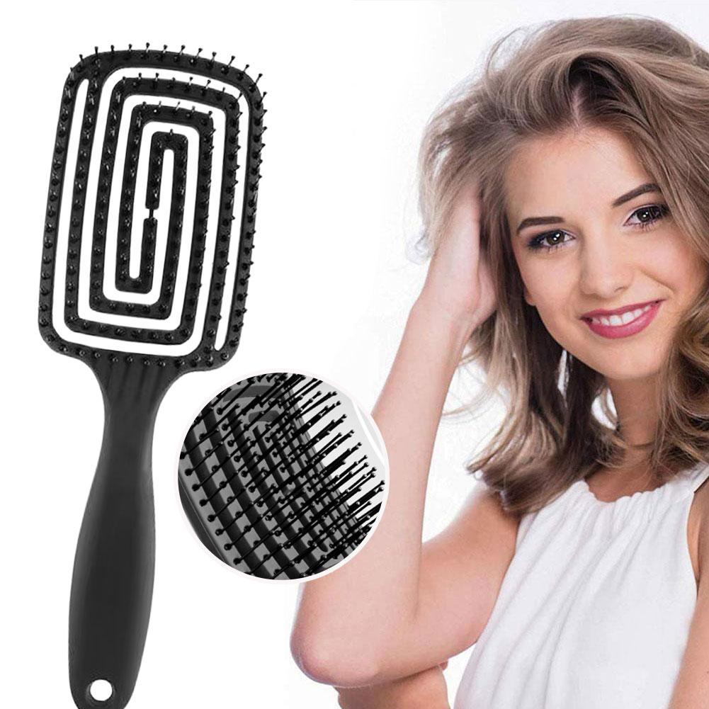 Hair Care For Curly Dry Hair - Brosse démêlante ajourée massante antistatique pour